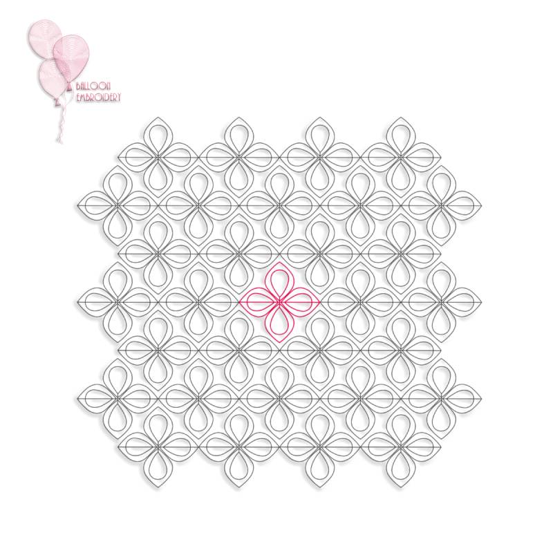 Infinity Petals Single Run Edge-to-Edge Continuous Machine Embroidery Quilting Block + Image for Free-Motion Quilting