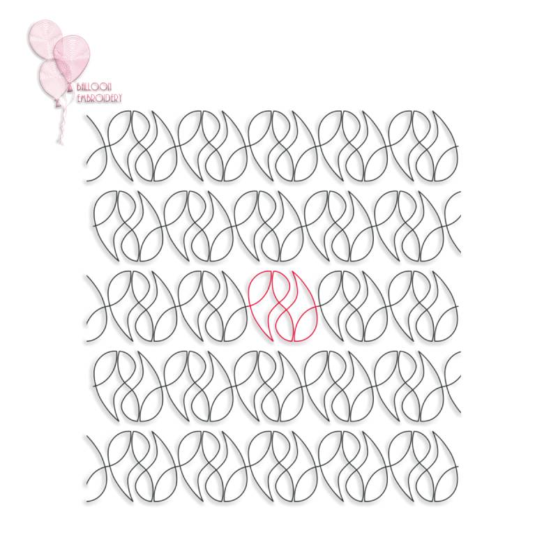Flame Bloom Single Run Edge-to-Edge Continuous Machine Embroidery Quilting Block + Image for Free-Motion Quilting