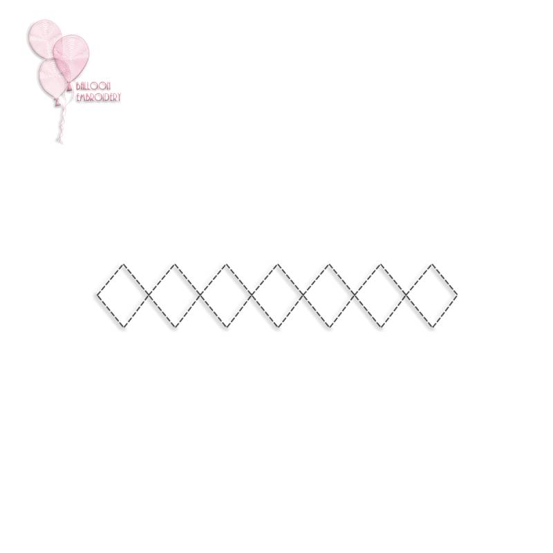 Diamond Border Single Run Continuous Machine Embroidery Quilting Block + Image for Free-Motion Quilting