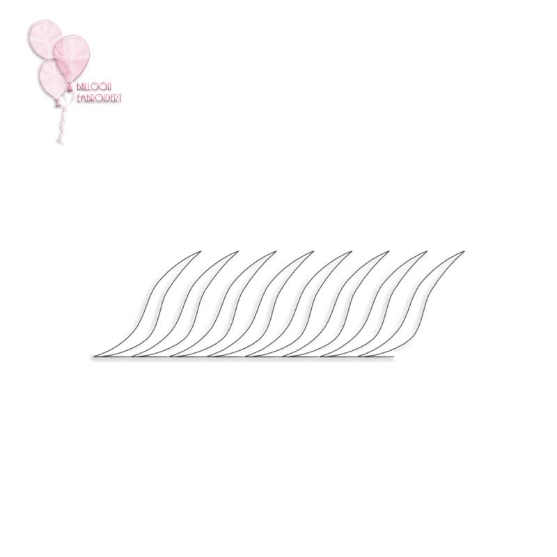 Curved Flame Border Single Run Continuous Machine Embroidery Quilting Block + Image for Free-Motion Quilting