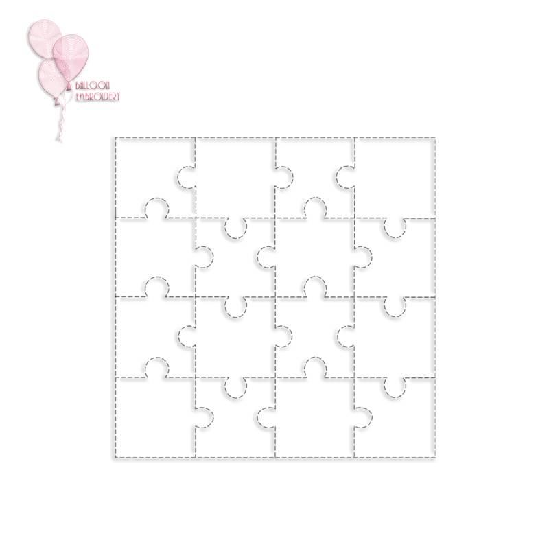 4x4 Puzzle Single Run  Machine Embroidery Quilting Block + Image for Free-Motion Quilting