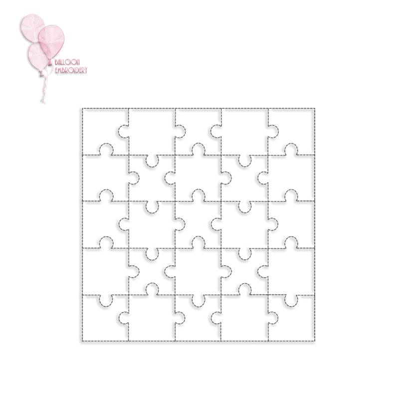 5x5 Puzzle Single Run  Machine Embroidery Quilting Block + Image for Free-Motion Quilting