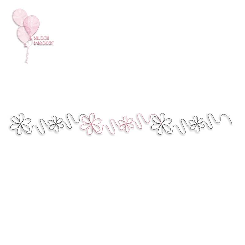Flower Border Single Run Continuous Machine Embroidery Quilting Block + Image for Free-Motion Quilting