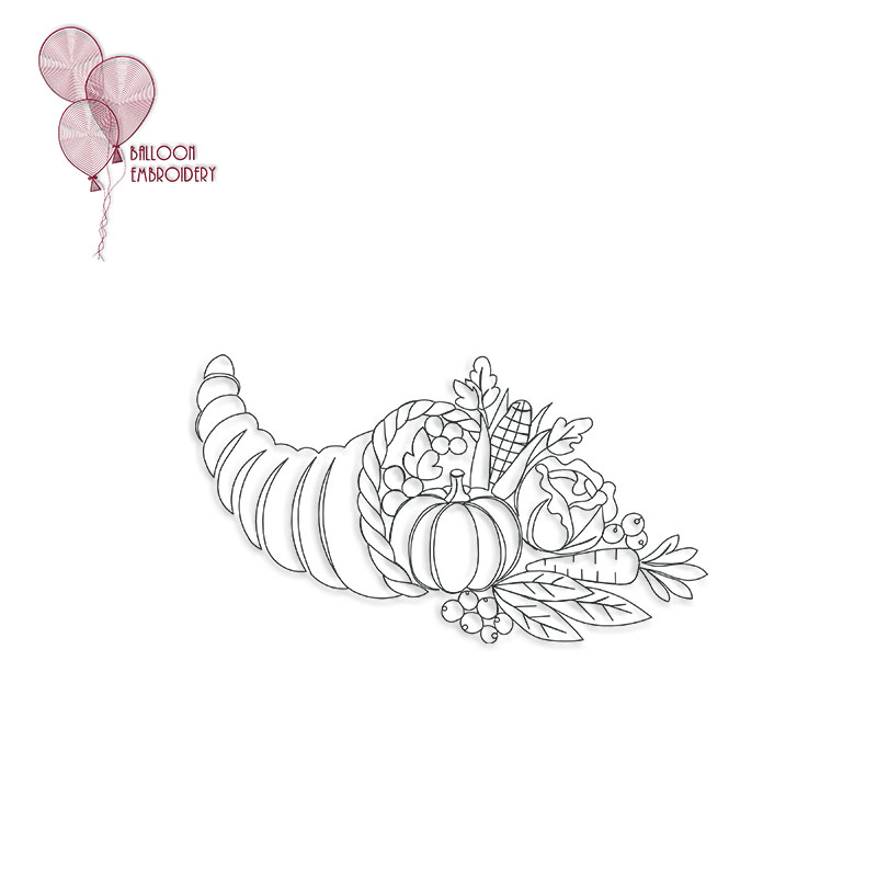 Harvest Autumn Fall Cornucopia Continuous Quilt Block Embroidery Design +PDF Free-Motion/ Longarm Pattern