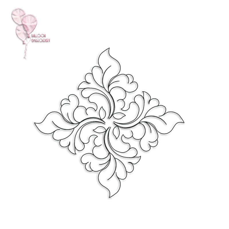 Whispered Flourish Flower Vine Single Run Continuous Quilt Block Embroidery Design+PNG, PDF and SVG- Free Motion Quilting, Longarm