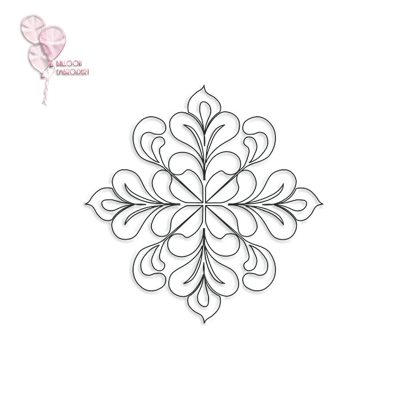 Gentle Flourish Flower Vine Single Run Continuous Quilt Block Embroidery Design+PNG, PDF and SVG- Free Motion Quilting, Longarm