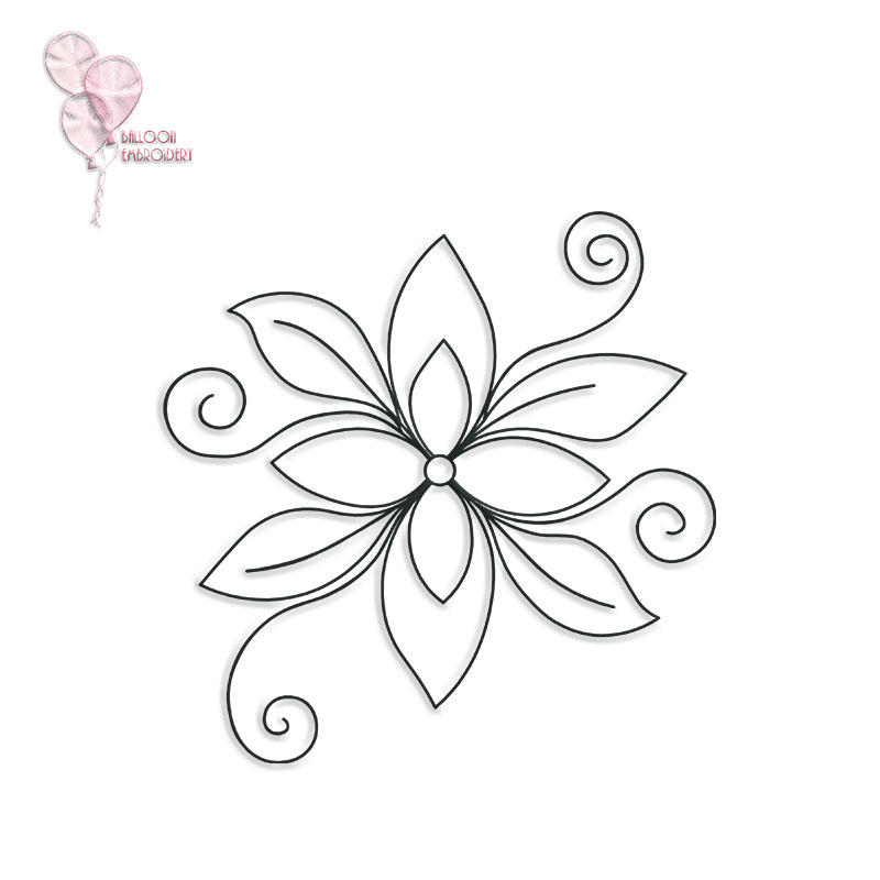 Serene Flower Single Run Continuous Quilt Block Embroidery Design+PNG, PDF and SVG- Free Motion Quilting, Longarm