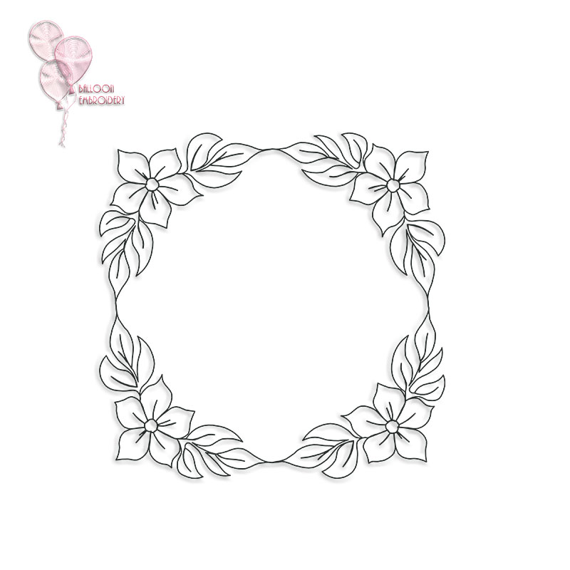 Soft Garden Frame | Continuous Quilt Block Embroidery Design +PNG Free-Motion/ Longarm Pattern
